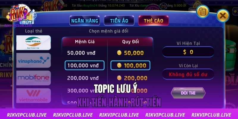 Rút Tiền Topic lưu ý khi tiến hành rút tiền
